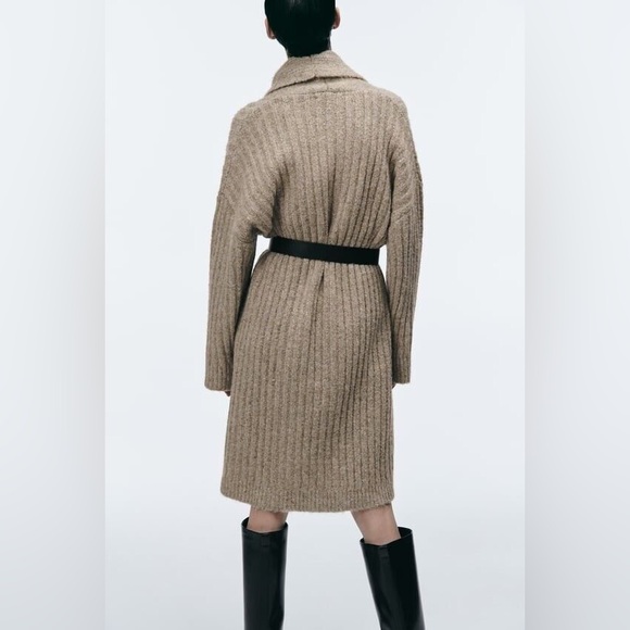 ZARA ~ RIBBED KNIT Thick COAT CARDIGAN - Picture 3 of 11